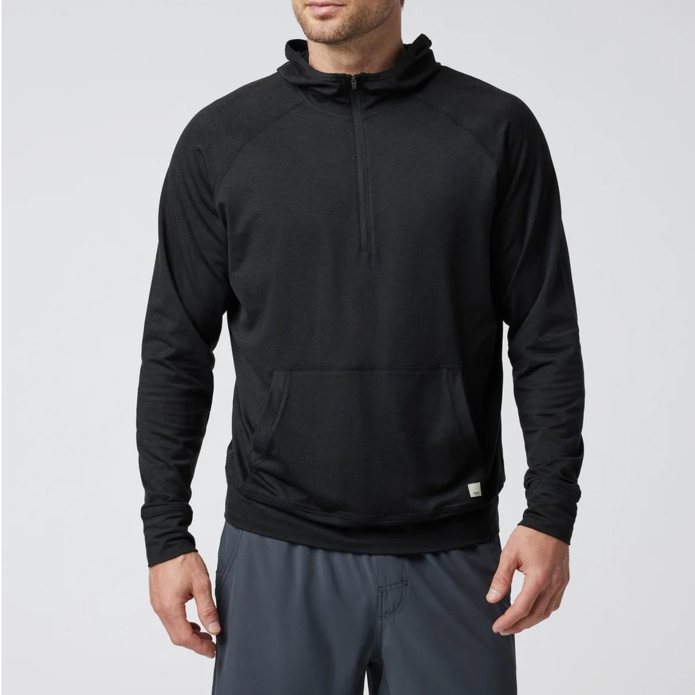 Vuori Ponto Performance Half Zip Hoodie Black Heather V244 Mens Xl Pullover